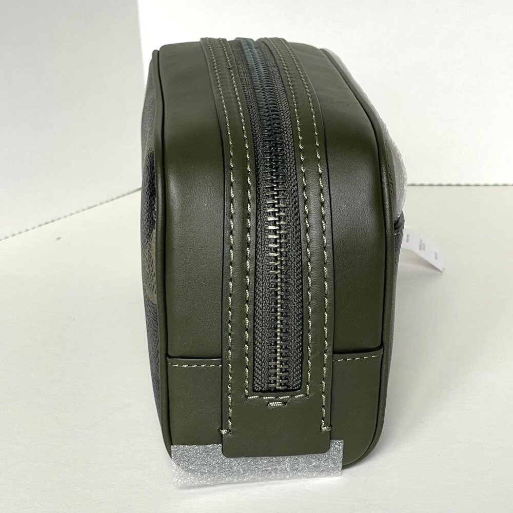 Coach Small Travel Kit Green Camo CX879 Leather Canvas Dopp Bag Toiletry Case - Picture 5 of 7